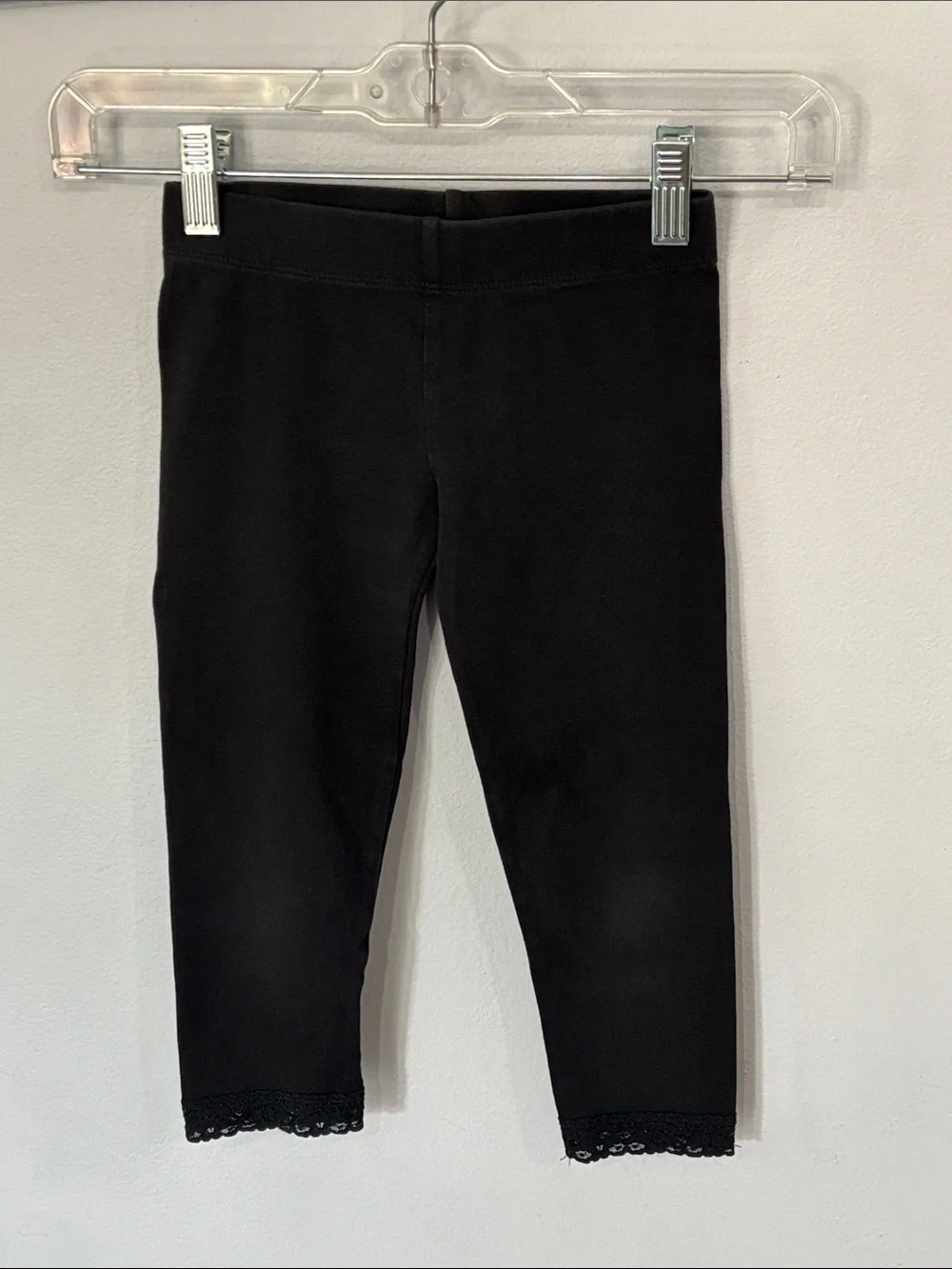The Children’s Place Kids Black Stretch Leggings Lace Trim Girls Size Small 5/6